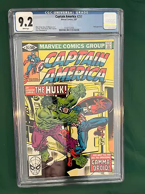 Buy Captain America #257 CGC 9.2 Hulk Vs Captain America 1981 WP Classic Milgrom Cov • 79.05£