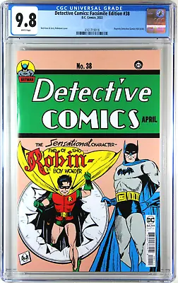 Buy Detective Comics #38 Facsimile Edition Comic Book ~ Cgc Graded 9.8 Nm/m • 80.41£