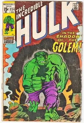 Buy Incredible Hulk In The Shadow Of The Golem Issue #134 1970 Fair Condition • 27.71£