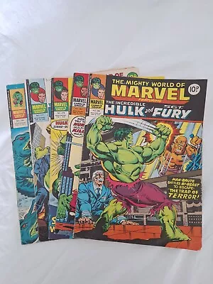 Buy Mighty World Of Marvel Incredible Hulk And Fury Comics Collection Feb March 1977 • 22£