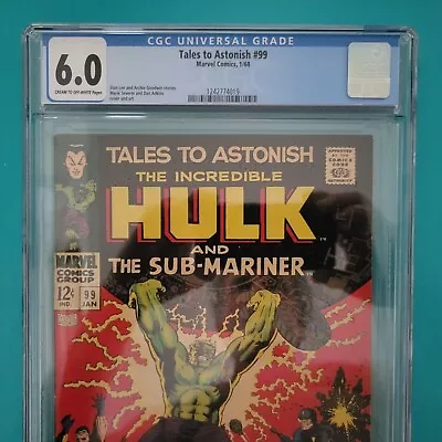 Buy Tales To Astonish #99 CGC 6.0 1968 Incredible Hulk Sub-Mariner • 80.42£