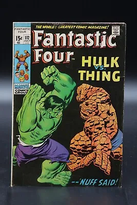Buy Fantastic Four (1961) #112 Classic Hulk VS Thing Cover Buscema Incomplete Fair • 38.38£