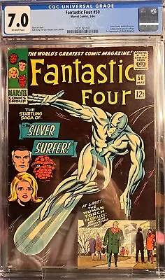 Buy Fantastic Four #50 (1966) CGC 7.0 OWP - Classic Silver Surfer Cover • 479.71£