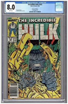 Buy Incredible Hulk # 343   CGC   8.0    VF   White Pgs   5/88   Newsstand Edition • 47.44£