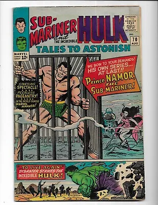 Buy Tales To Astonish 70 - Vg 4.0 - Incredible Hulk - Sub-mariner - Dorma (1965) • 29.98£