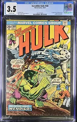 Buy Incredible Hulk #180 CGC VG- 3.5 Off White 1st Cameo Appearance Of Wolverine! • 350.99£