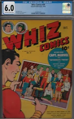 Buy Whiz Comics #59- Cgc 6.0 Fine - 1944 Fawcett Capt Marvel -alex Blum Wwii Story • 347.08£