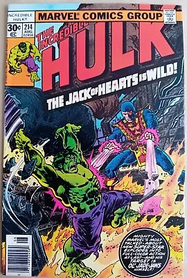 Buy Hulk #214 - VG/FN (5.0) - Marvel 1977 - 30 Cents Copy - Jack Of Hearts App • 5.99£