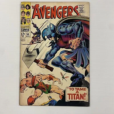Buy Avengers #50 1968 FN Hercules Quits Avengers Cent Copy Pence Stamp • 30£