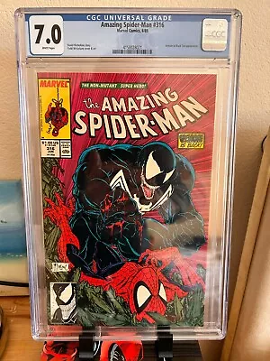 Buy Amazing Spider-man #316 1989 - CGC 7.0 VENOM & BLACK CAT CLASSIC MCFARLANE COVER • 100£