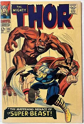 Buy Thor #135 Maddening Menace Of Super-Beast! Jack Kirby Art! Marvel 1966 FN+ • 23.82£