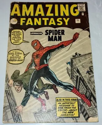 Buy Amazing Fantasy #15 G (2.0) 1st Appearance Of Spider-man 1962 August ** <  • 23,999.99£