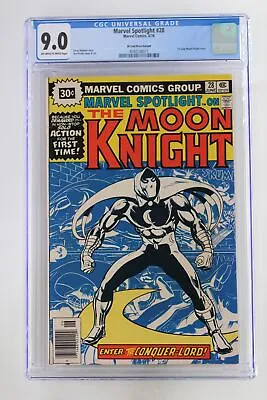 Buy Marvel Spotlight #28 - Marvel 1976 CGC 9.0 1st Solo Moon Knight 30 Cent Variant. • 320.60£
