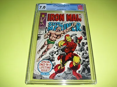Buy Iron Man & Sub Mariner #1 CGC 7.0 W/ OW/W Pages From 1968! Marvel And F/VF H67 • 198.58£