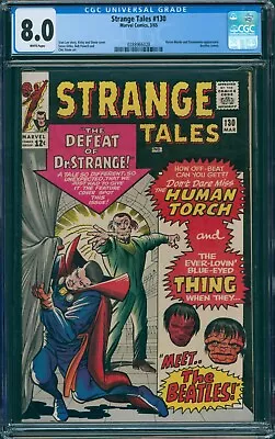 Buy Strange Tales #130 Cgc 8.0 Wp Vf Doctor Strange The Beatles Stan Lee Marvel 1965 • 384.28£