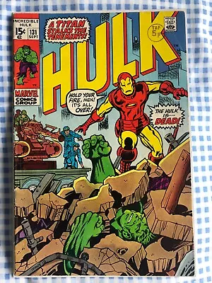 Buy Incredible Hulk 131 (1970) Vs Iron Man.  1st App Jim Wilson, Cents • 13.99£