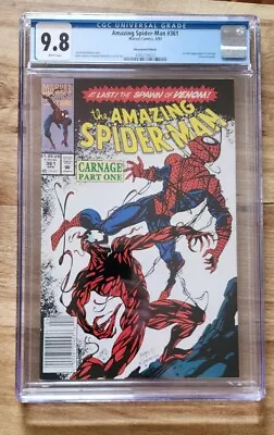 Buy Amazing Spider-Man #361 CGC 9.8 White Pgs 1992 1st App Carnage Modern Newsstand • 411.75£