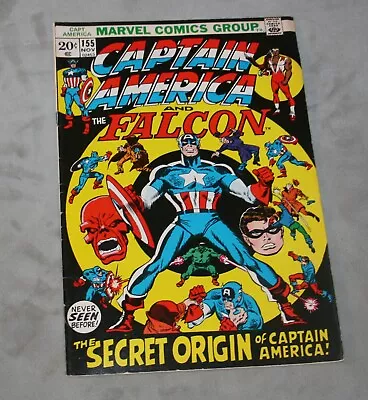Buy CAPTAIN AMERICA And The FALCON #155 The Secret Origin! 1972 - At Least Near Mint • 12.64£
