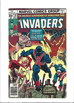 Buy The Invaders #20 1st Full Appearance 2nd Union Jack Marvel Comics Disney + 1977 • 19.99£