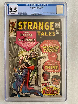 Buy Strange Tales #130 CGC 3.5 White Pages 1965 - Baron Mordo And Dormammu [Beatles] • 91.94£