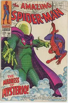 Buy Amazing Spider Man #66 (1963) - 3.5 VG- *Classic Mysterio Cover* • 55.83£