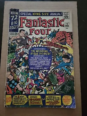 Buy Fantastic Four Annual #3 FN- Marriage Reed & Sue 1st App Hedy Wolfe Marvel 1965 • 31.62£