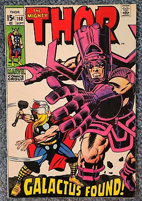 Buy Thor #168 Marvel Comics 1969 Origin Of Galactus! Lee/Kirby  - VF • 126.49£