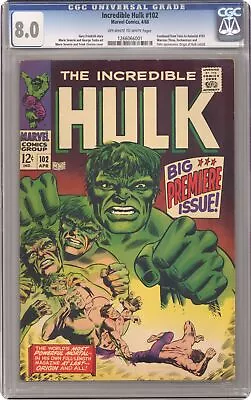 Buy Incredible Hulk #102 CGC 8.0 1968 1266066001 • 350.44£