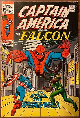 Buy CAPTAIN AMERICA 137 KEY Issue 1st Battle With Spider-Man 1971 Marvel Comics • 47.50£
