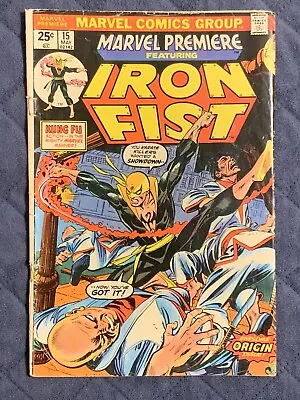Buy MARVEL PREMIERE # 15 May 1974 IRON FIST 1st APPEARANCE W VALUE STAMP KEY ISSUE • 68.21£