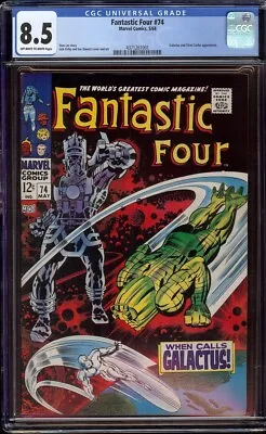 Buy Fantastic Four # 74 CGC 8.5 OW/W (Marvel, 1968) Kirby & Sinnott Surfer Cover • 235.86£