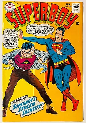 Buy DC Comics- SUPERBOY #144 (1968)  Superboy's Lost Identity  VF+/NM • 19.77£