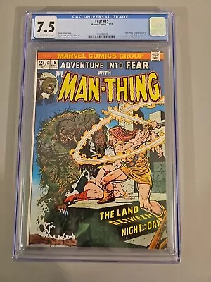 Buy Adventure Into Fear #19 1st Howard The Duck CGC 7.5 * MAN-THING * White Pages • 239.85£