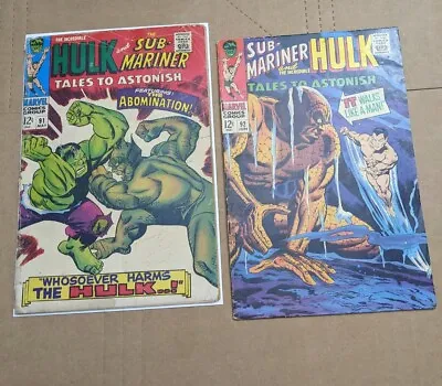 Buy Tales To Astonish #91 Abomination 1st Cover & #92 Silver Surfer Lot Of 2   • 27.71£