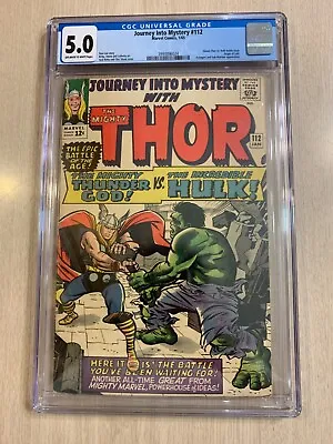 Buy Journey Into Mystery 112 Cgc 5.0 1965 Ist Thor V Hulk Kirby Loki Origin New Case • 359.78£