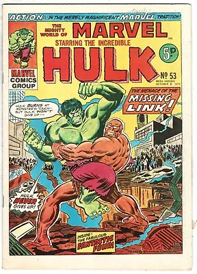 Buy MWOM Mighty World Of Marvel UK Comic #53 6th October 1973 Hulk & Fantastic 4 • 1.25£