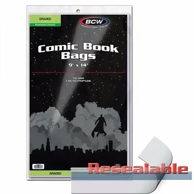 Buy Pack Of 100 BCW 9x14 Graded Comic Book Slab 2 Mil Clear Acid Free Poly Bags • 20.07£