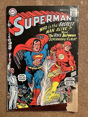 Buy SUPERMAN #199 (DC Comics 1967) First-Ever Superman Vs. Flash Race! GD+ • 67.92£