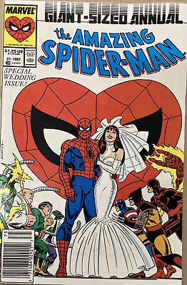 Buy The Amazing Spider-Man Giant Sized Annual #21 VF+ 1987 NEWSSTAND Wedding Issue ! • 39.99£