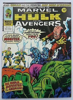 Buy Mighty World Of Marvel #211 - Hulk - Marvel UK Comic - 13 October 1976 F/VF 7.0 • 5.99£
