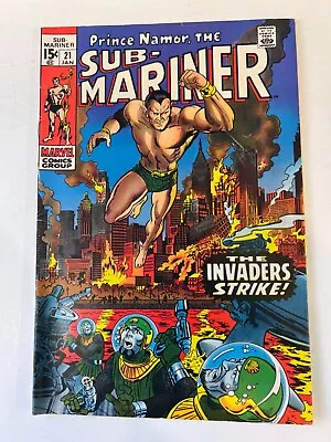 Buy Sub-Mariner #21 FN+ 1969  The Invaders Strike!  Cover Art Marie Severin  • 15.89£