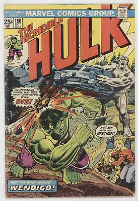 Buy Incredible Hulk 180 Marvel 1974 VG Herb Trimpe 1st Wolverine  Qualified Missing • 344.26£