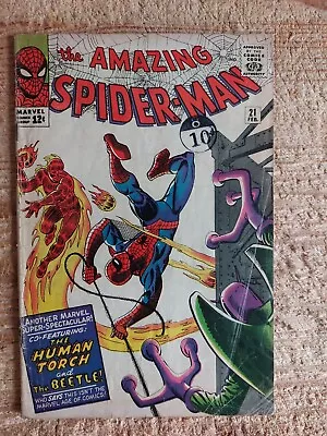 Buy Amazing Spiderman # 21    Human Torch Story Cents 1965 Vg- • 75£