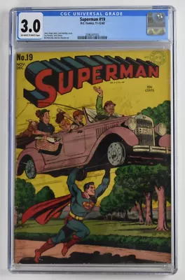 Buy Superman #19 CGC 3.0 - 1942 Jerry Siegel Story, Jack Burnley Cover - Golden Age • 639.58£