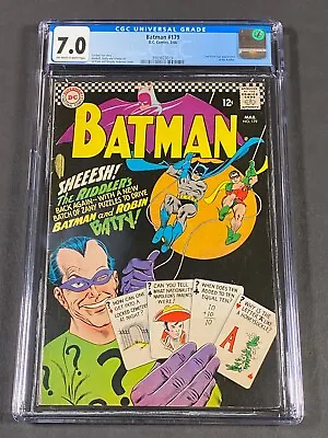 Buy Batman #179 1966 CGC 7.0 3989822019 2nd Silver Age App Of The Riddler • 397.22£