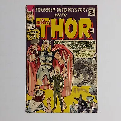 Buy Journey Into Mystery 113 VG- 1965 Origin Of LOKI Marvel Comics Silver Age Thor • 23.28£