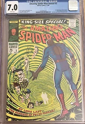 Buy Amazing Spider-Man Annual #5 CGC 7.0 Marvel 1968 1st Peter's Parents King Size • 119.92£