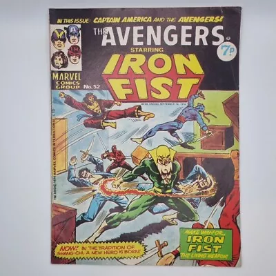 Buy The Avengers #52~1st Iron Fist + Red Guardian Marvel Comics UK 7p Sept 1974  • 29.99£