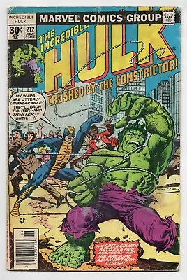 Buy Incredible Hulk #212 ORIGINAL Vintage 1977 Marvel Comics 1st Constrictor • 14.21£