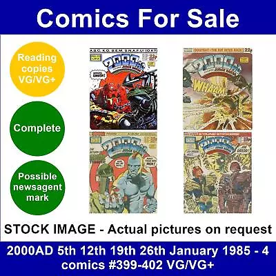 Buy 2000AD 5th 12th 19th 26th January 1985 - 4 Comics #399-402 VG/VG+ • 6.99£